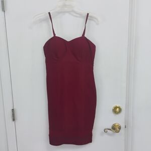 Fashion Nova Burgundy Bodycon Mini Dress Medium